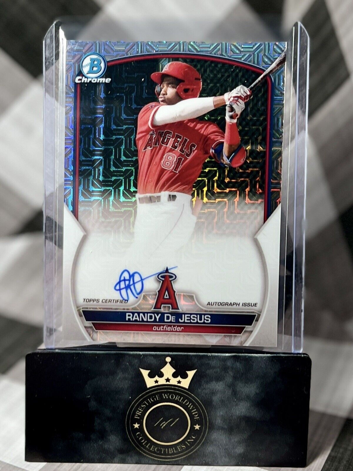 Randy De Jesus 2023 Bowman Chrome Prospect Mojo Refractor Auto #BMA-RD LA Angels