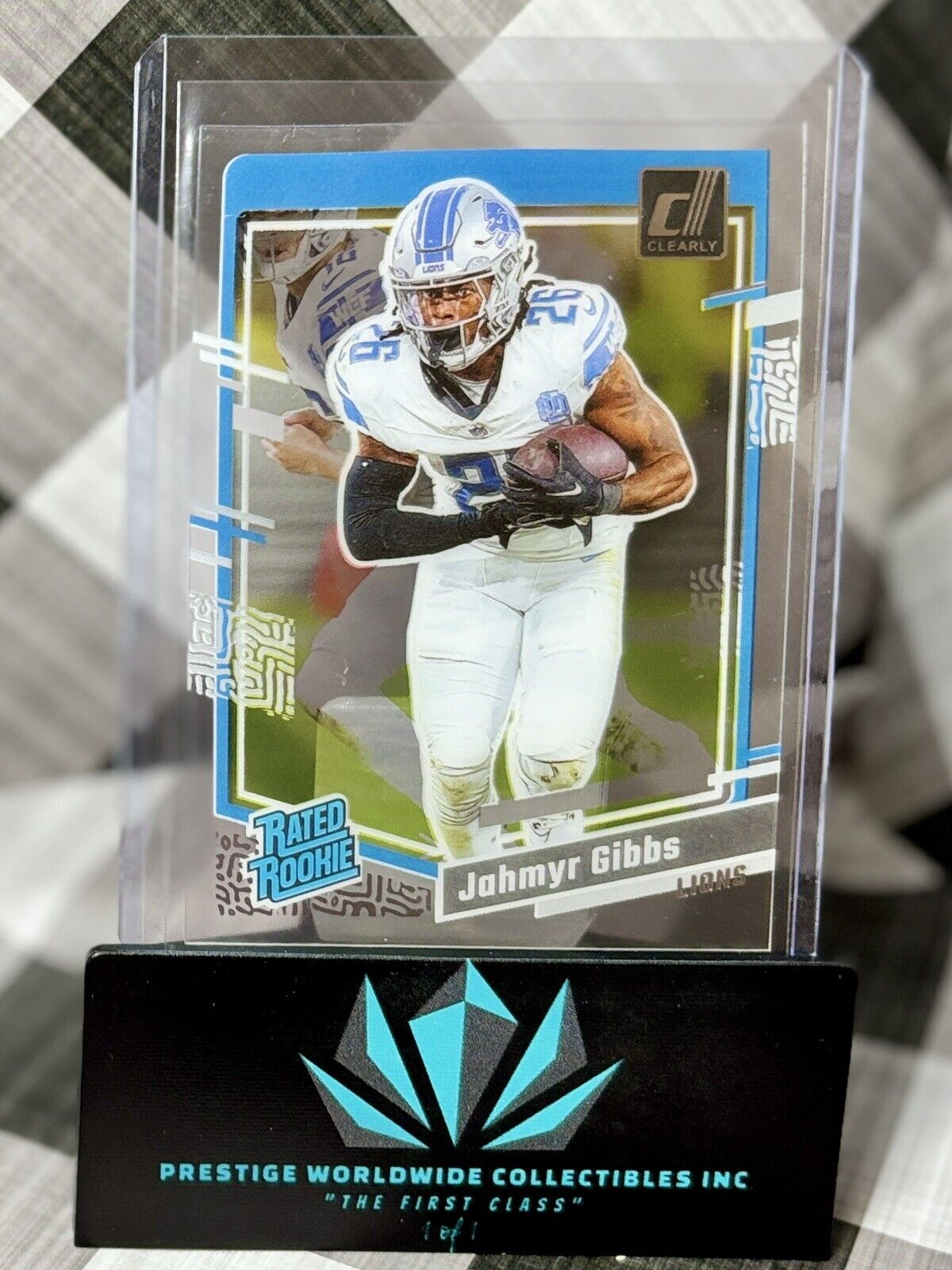Jahmyr Gibbs 2023 Clearly Donruss Rated Rookie #62 Detroit Lions RC