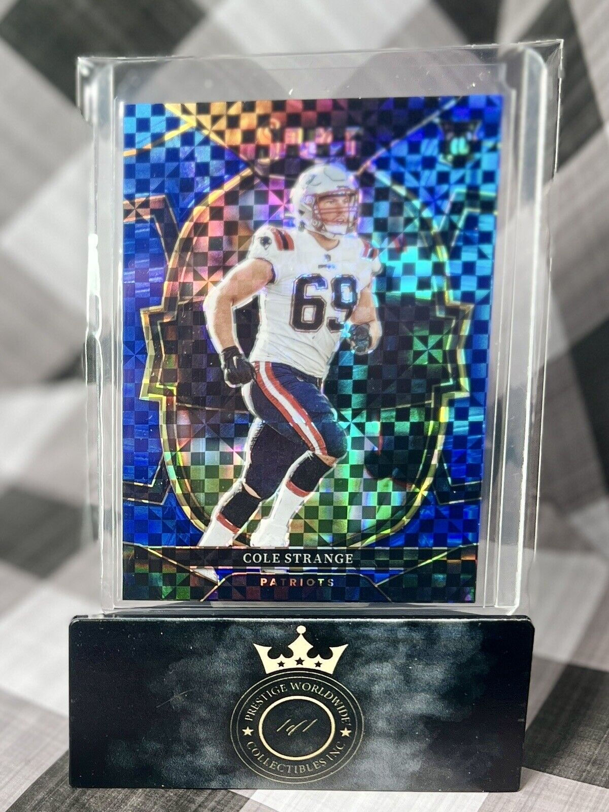Cole Strange 2022 Select Blue Checkerboard Rookie Bookend 199/199 #91 Patriots