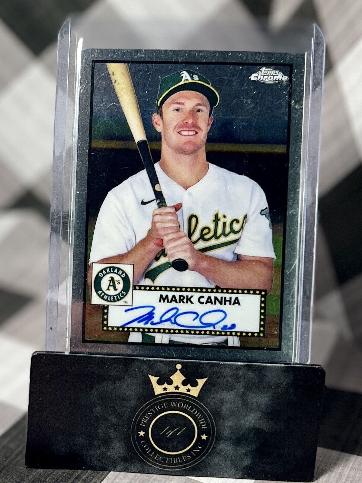 Mark Canha 2021 Topps Chrome Platinum Anniversary Auto #PA-MC Oakland A’s