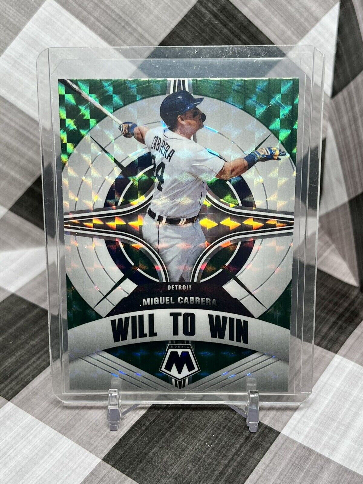 Miguel Cabrera 2022 Panini Mosaic Will to Win Green Prizm #WW-8 - Detroit Tigers