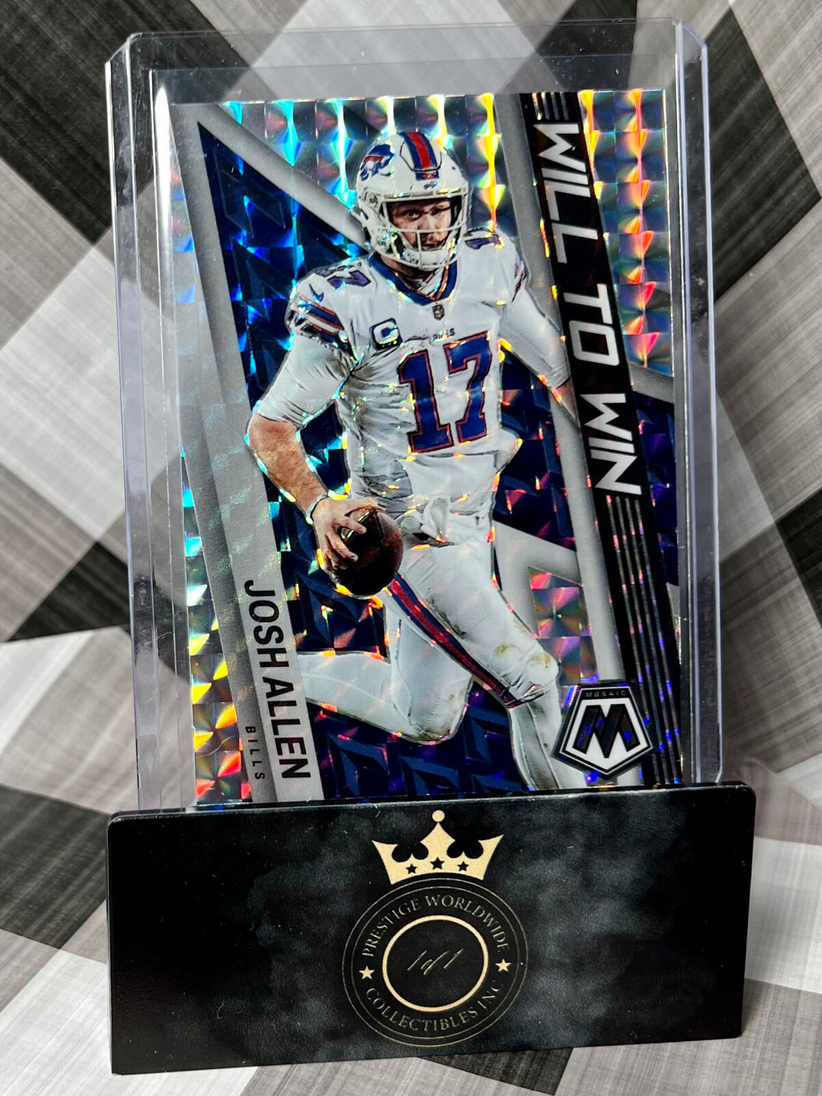 Josh Allen 2021 Mosaic Will to Win Silver Prizm #WW-4 Buffalo Bills Wyoming
