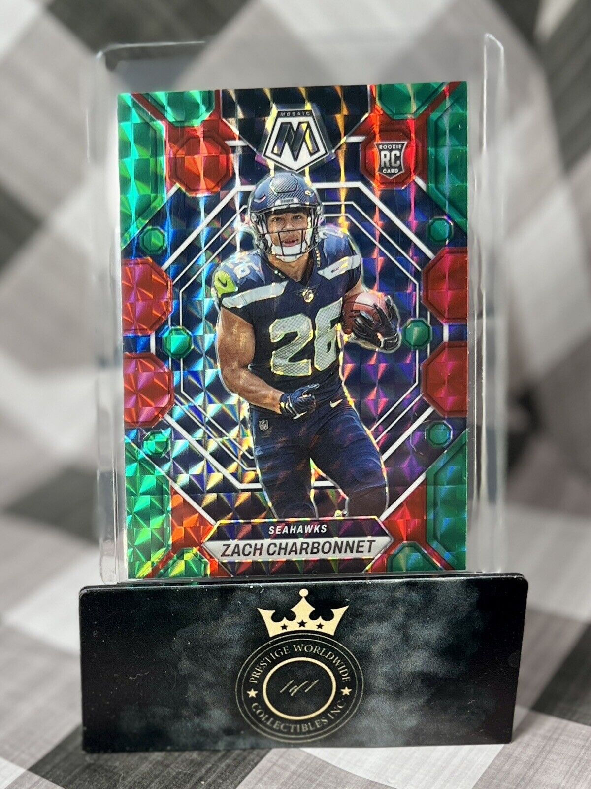 Zach Charbonnet 2023 Mosaic Rookie Red & Green Mosaic Prizm #379 SEA Seahawks RC