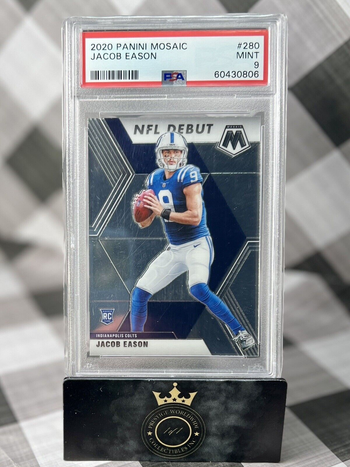 Jacob Eason 2020 Panini Mosaic NFL Debut Base Rookie #280 PSA 9 IND Colts RC