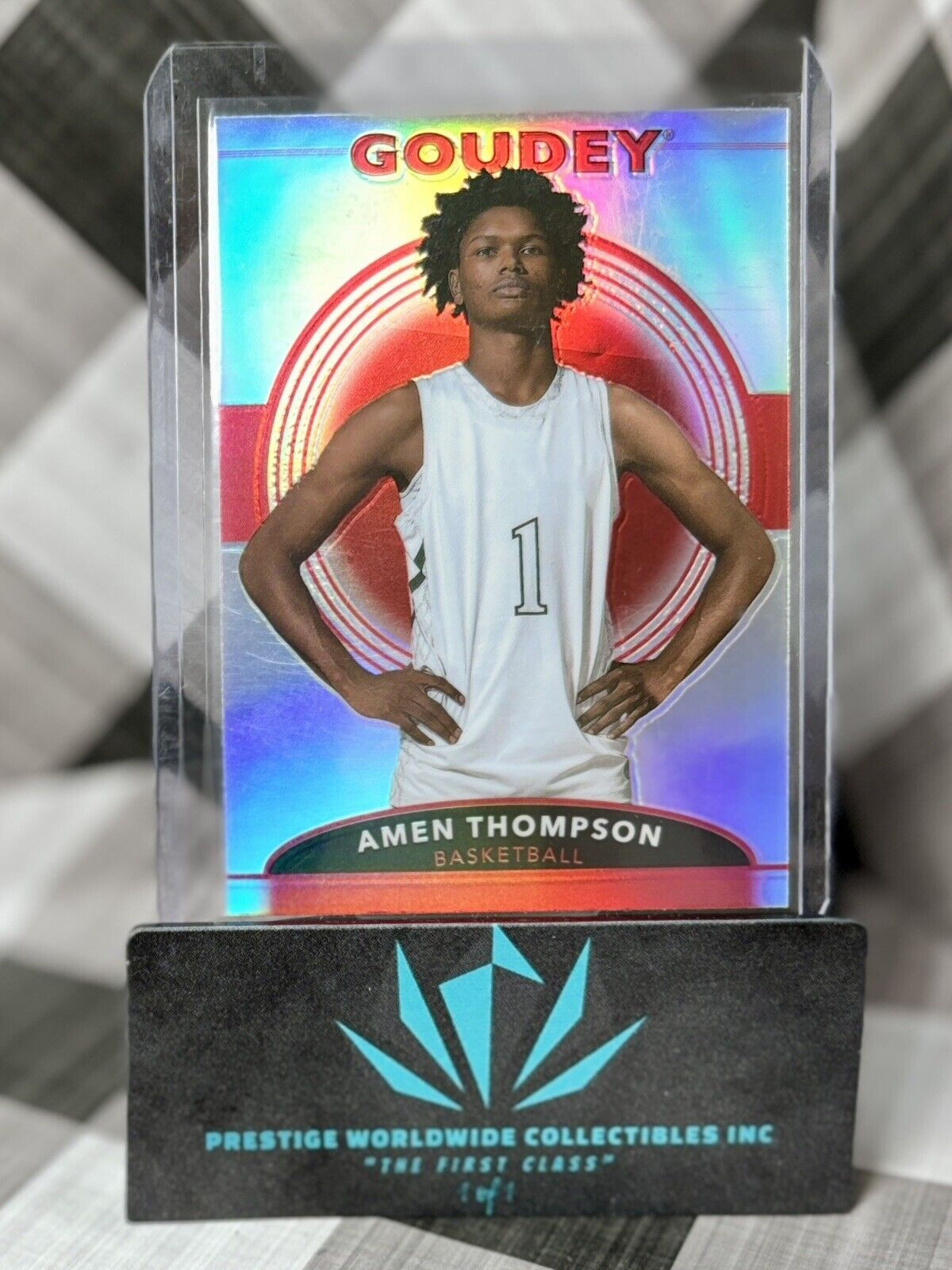 Amen Thompson 2022 Goodwin Champions Platinum Rainbow Red #GP29 HOU Rockets RC