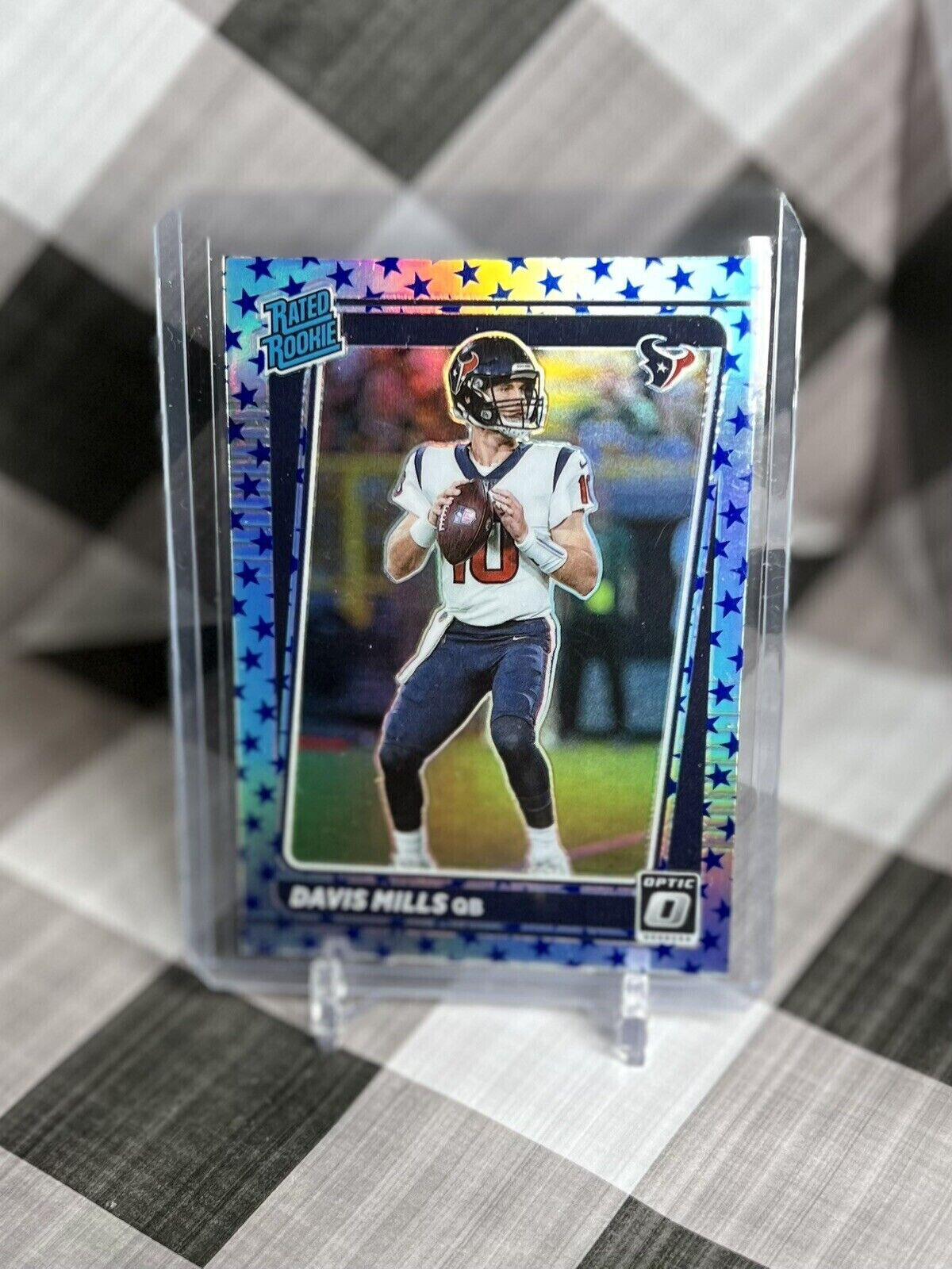 Davis Mills 2021 Panini Donruss Optic NFL Stars Holo Rated Rookie #222 Texans RC