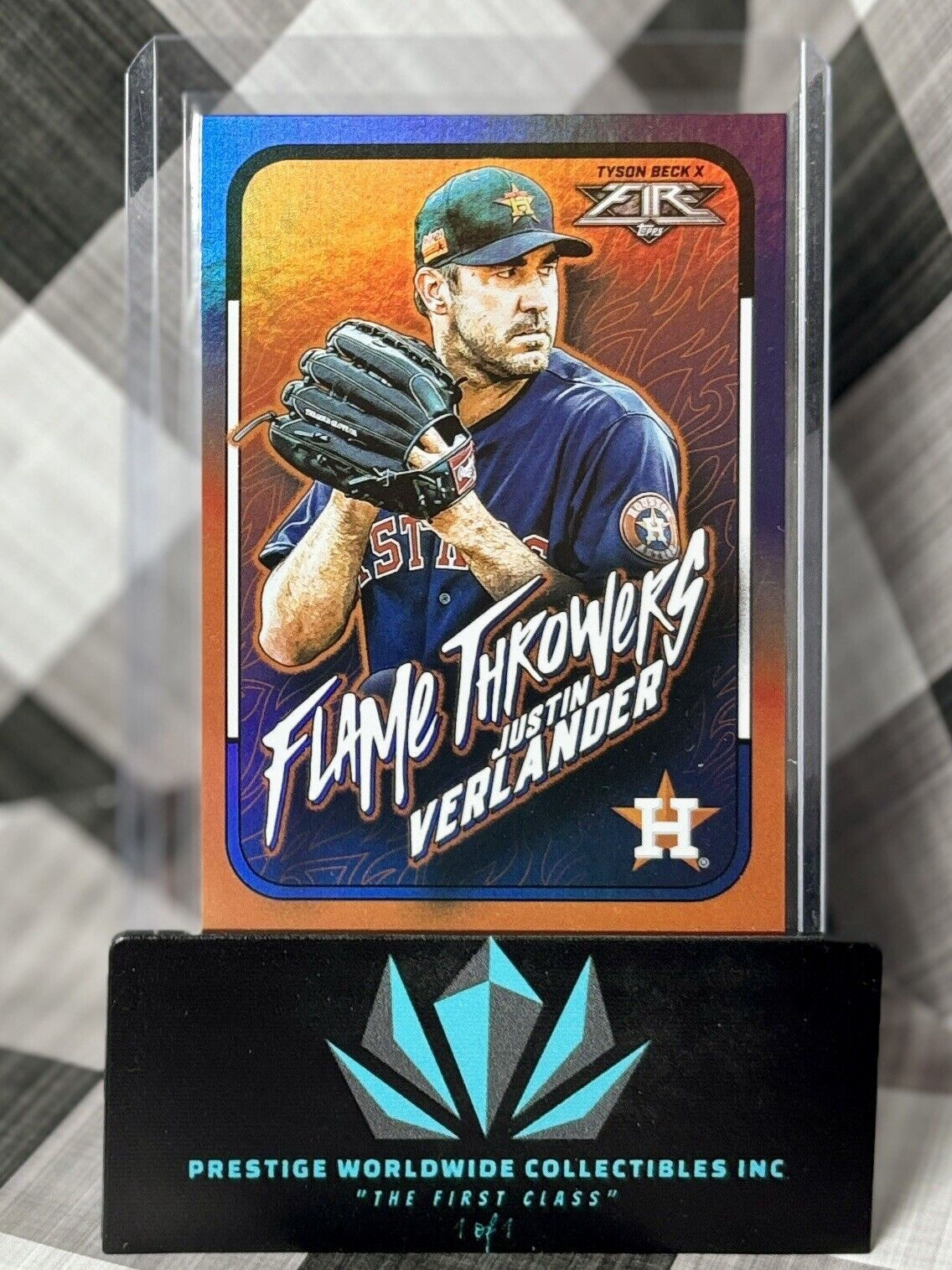 Justin Verlander 2022 Topps Fire Holo Flame Throwers #FT-6 Houston Astros
