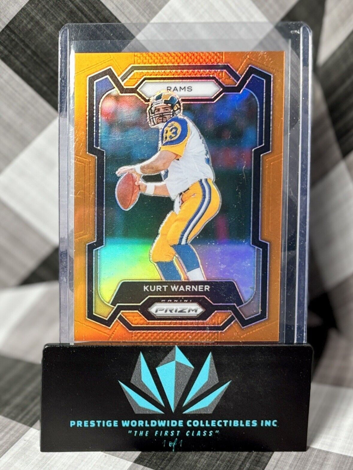 Kurt Warner 2023 Panini Prizm Orange Prizm /249 #166 St Louis Rams