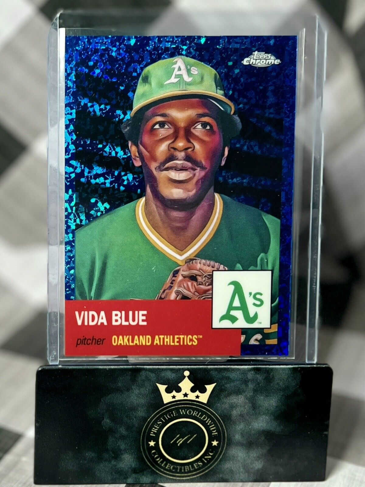 Vida Blue 2022 Topps Chrome Platinum Anniversary Mini-Diamond Ref /199 #333 OAK