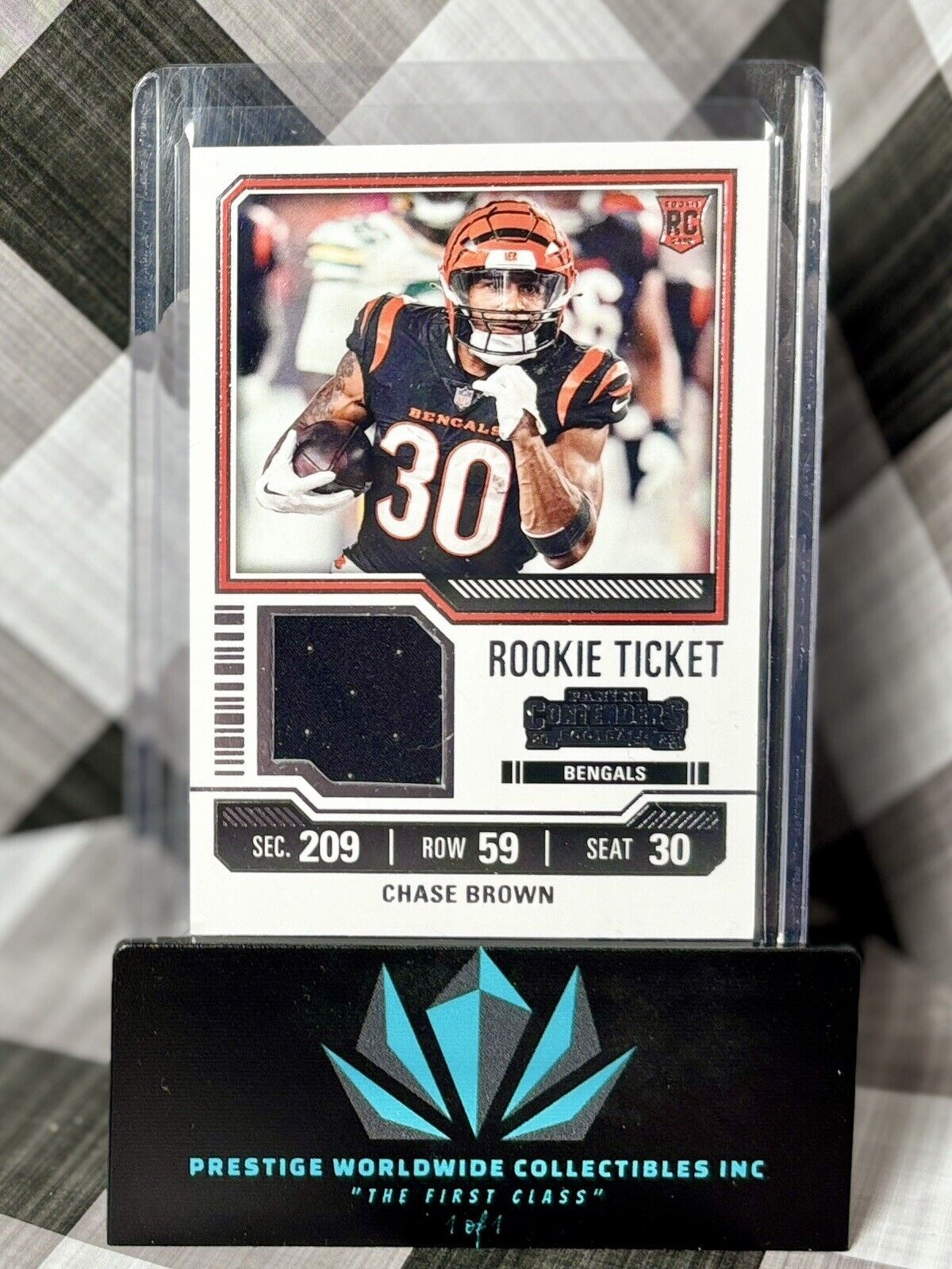 Chase Brown 2023 Contenders Rookie Ticket Patch #TS5 Cincinnati Bengals RC