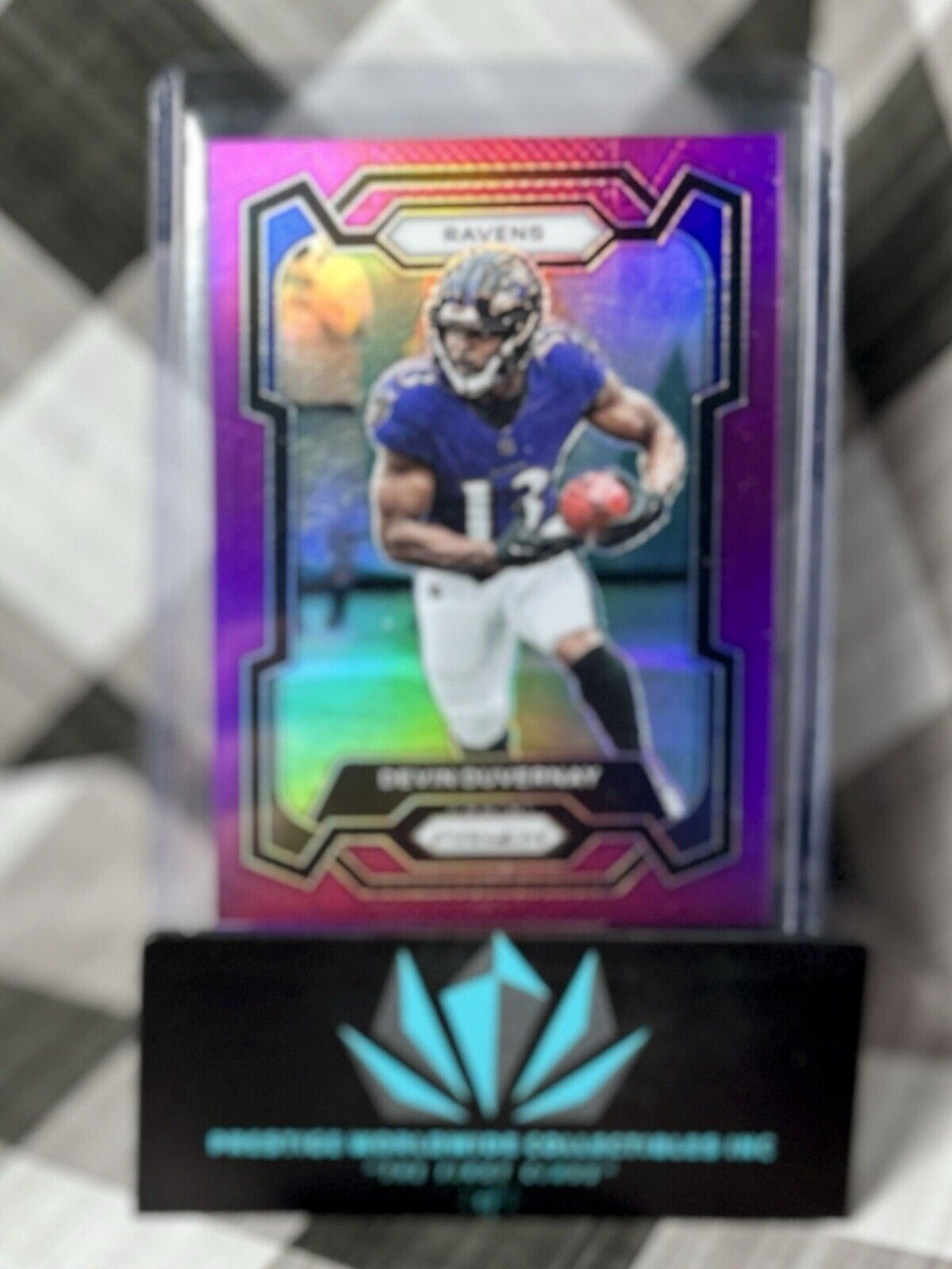 Devin Duvernay 2023 Panini Prizm Purple Prizm Color Match /125 #23 Ravens & Jags