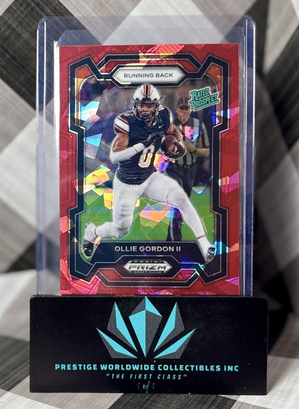 Ollie Gordon II 2024 Prizm Draft Picks Red Cracked Ice Rookie #102 Oklahoma St