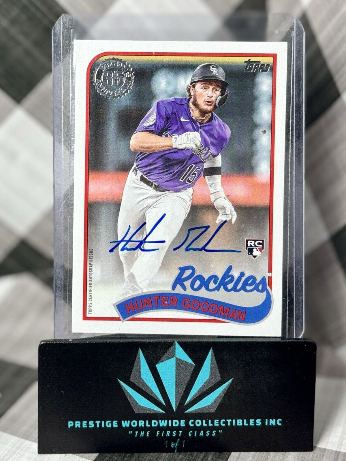 Hunter Goodman 2024 Topps Series 2 1989 Topps Rookie Auto #89BA-HUG Rockies