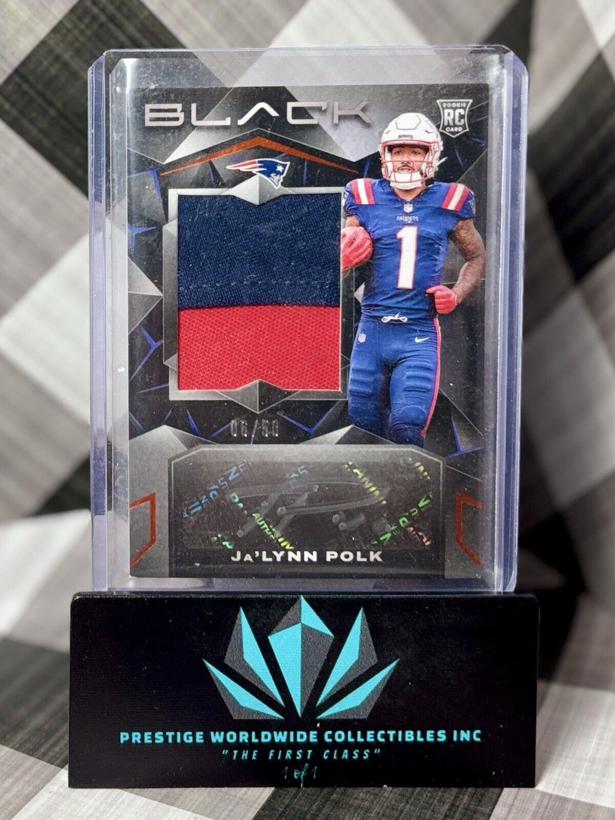 Ja'Lynn Polk 2024 Panini Black Rookie Patch Auto Citrine /50 #212 Patriots RPA