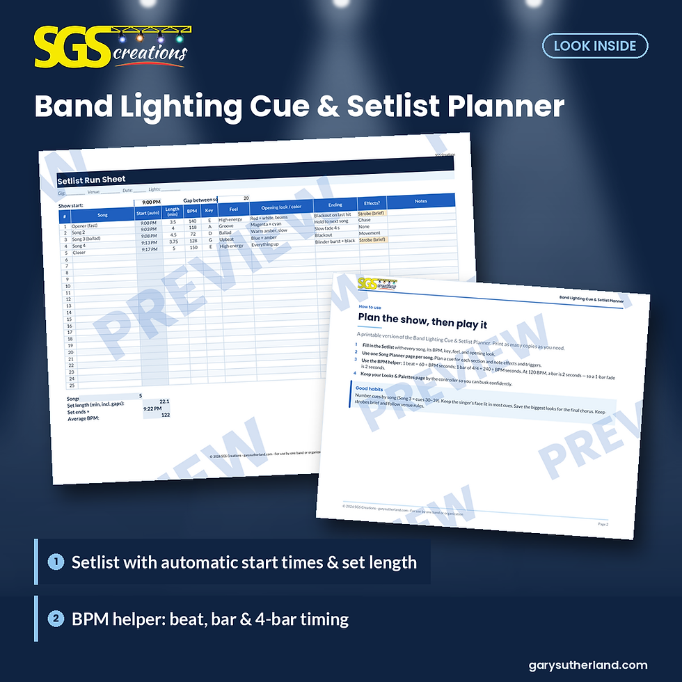 Thumbnail: Band Lighting Cue & Setlist Planner