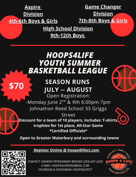 Join Hoops4Life's Youth Summer Basketball League for grades 4-12! Expert coaching, certified games, 