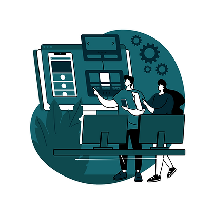 Fractional Insights white paper graphic illustrating two workers reviewing people data