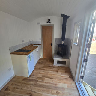 wood burner shepherd hut