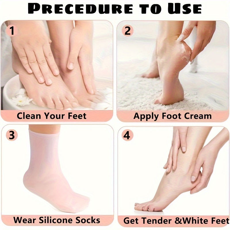 Thumbnail: Silicone Moisturizing Foot Socks, 2 Pack, for Dry and Cracked Feet - with Body L