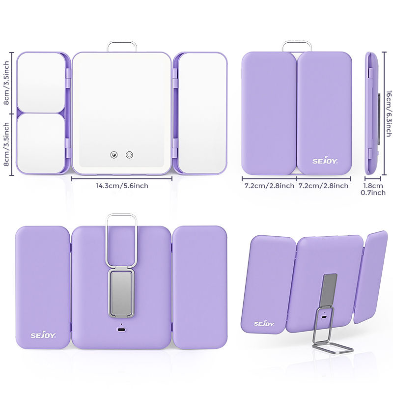 Thumbnail: SEJOY Mini Makeup Mirror with Lights, 1X 3X 7X Magnifying Mirror, Touch Control,