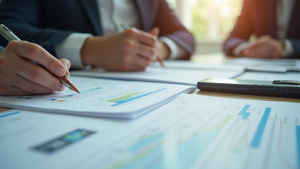 Close-up view of a business meeting with HR outsourcing discussion and documents