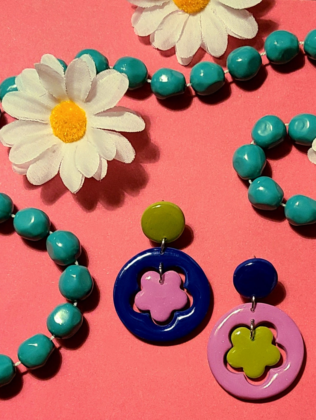Boucles d'oreilles - Violet/ Bleu/ Olive