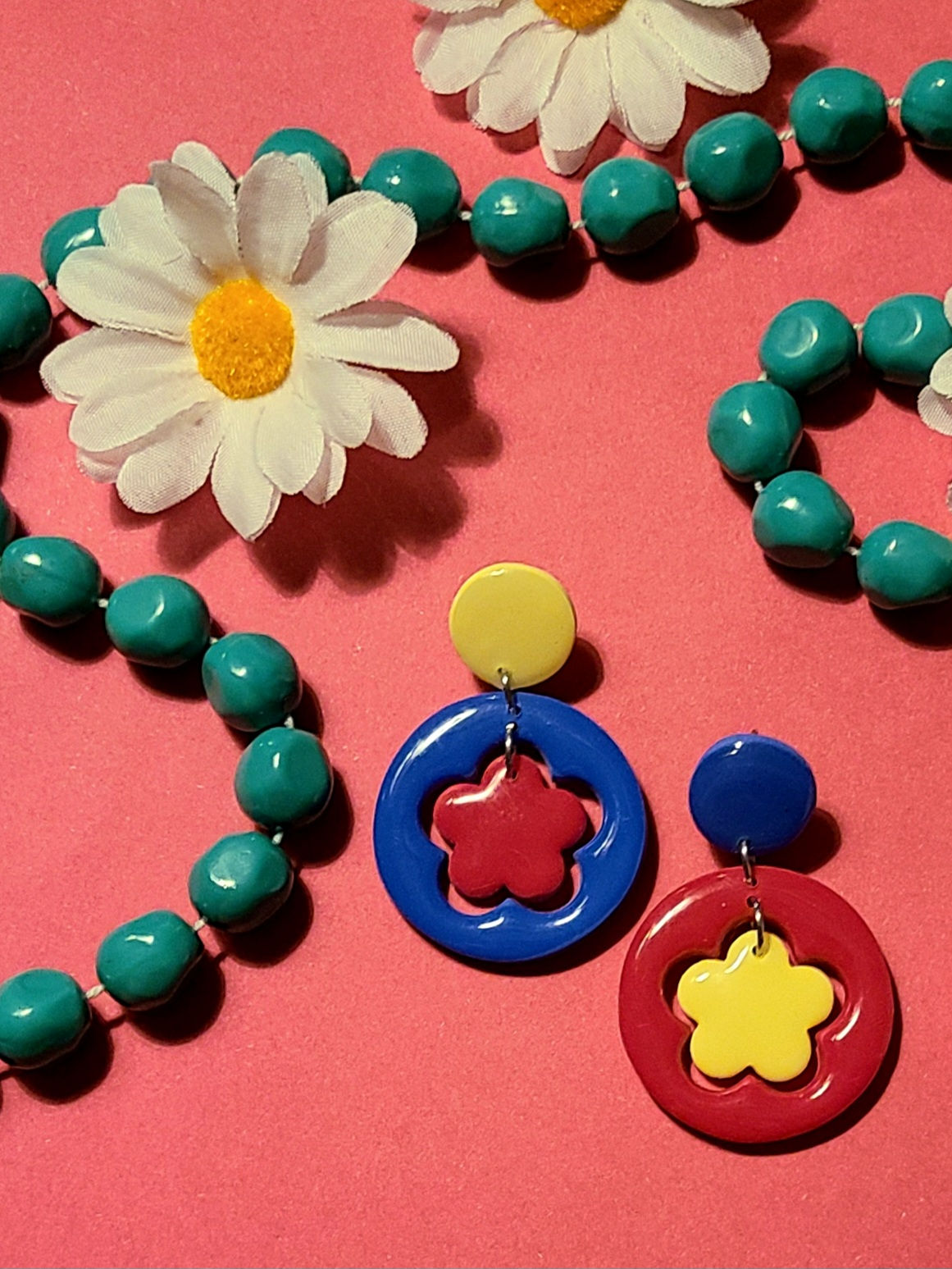 Boucles d'oreilles - Rose/ Bleu/ Jaune