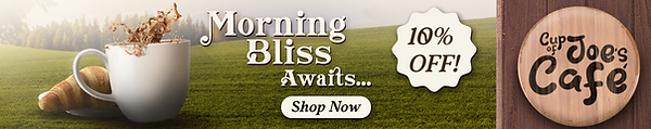 Digital banner ad promoting Cup of Joe's Café.