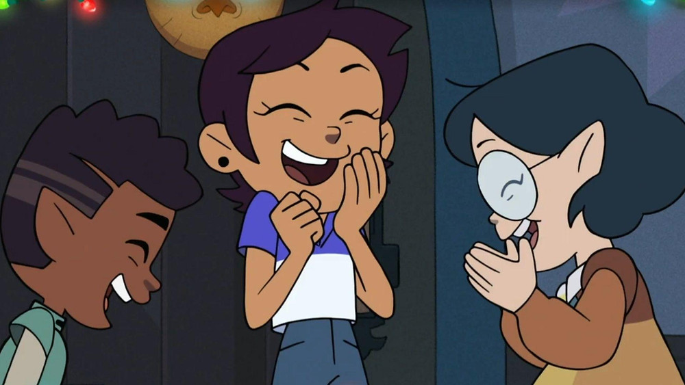 Gus, Luz, and Willow laughing from The Owl House