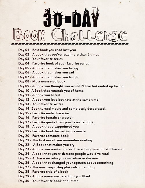 List of 30 prompts for the 30-day book challenge