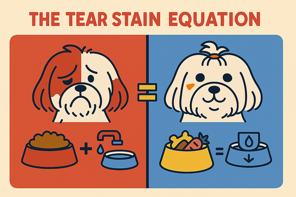 The tear stain equation with respect to food and water