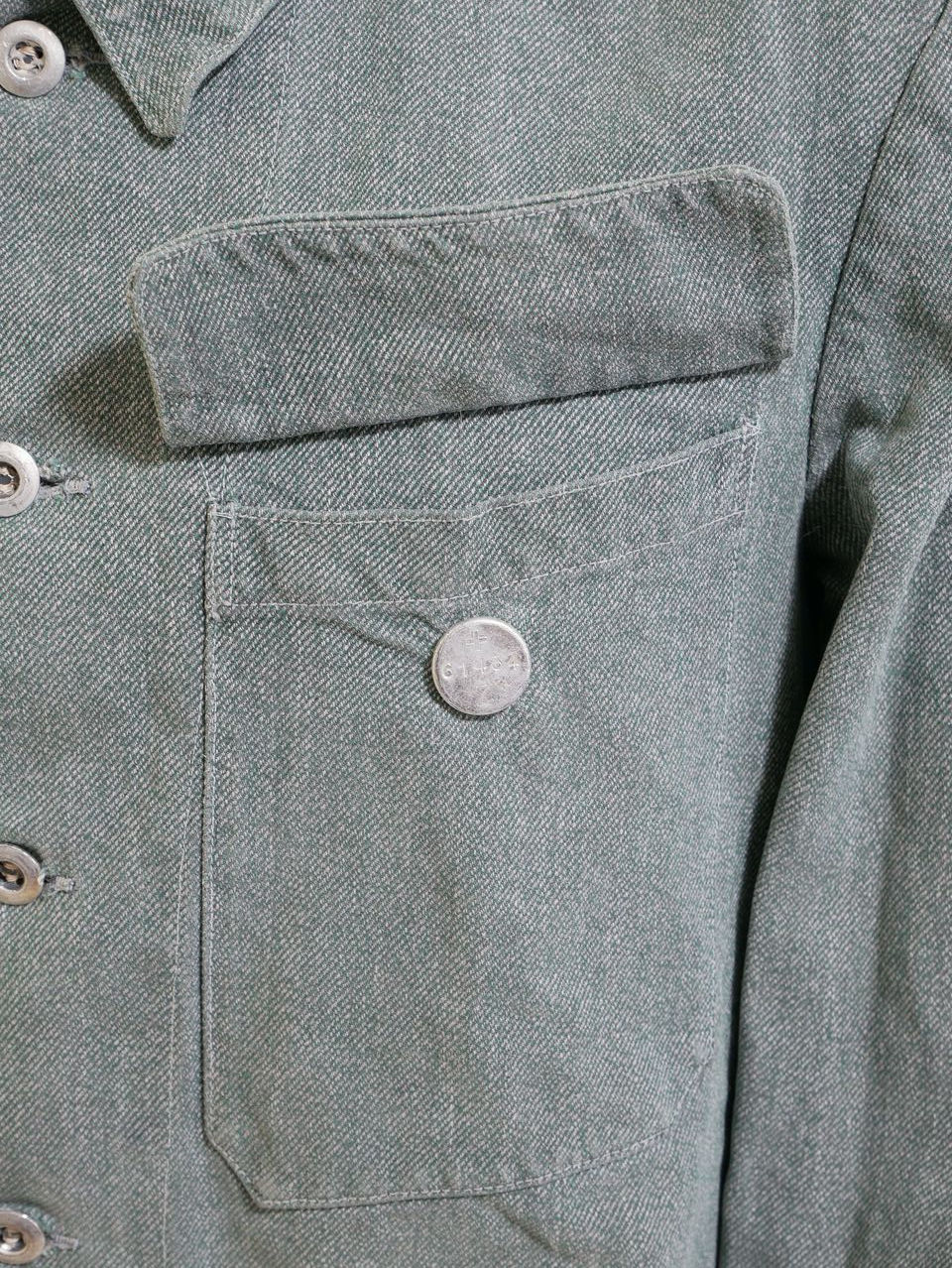 サムネイル： スイス軍 デニム ワークジャケット アルミボタン ウェストフック/バッジ付き M※表記48