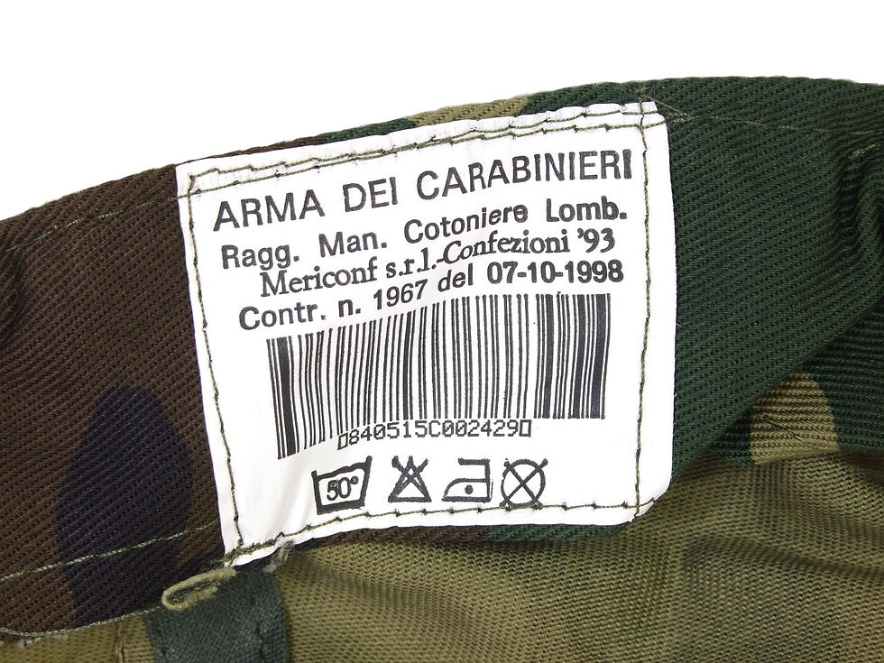 サムネイル： イタリア国家憲兵 カラビニエリ フィールドキャップ ウッドランドカモ サイズ調整可能 55~60cm 【新品デッドストック】