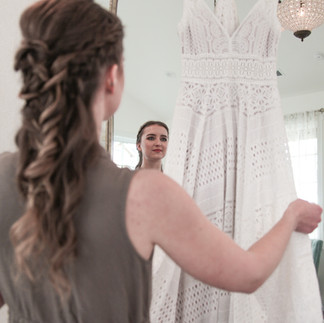 Bride getting ready on wedding day