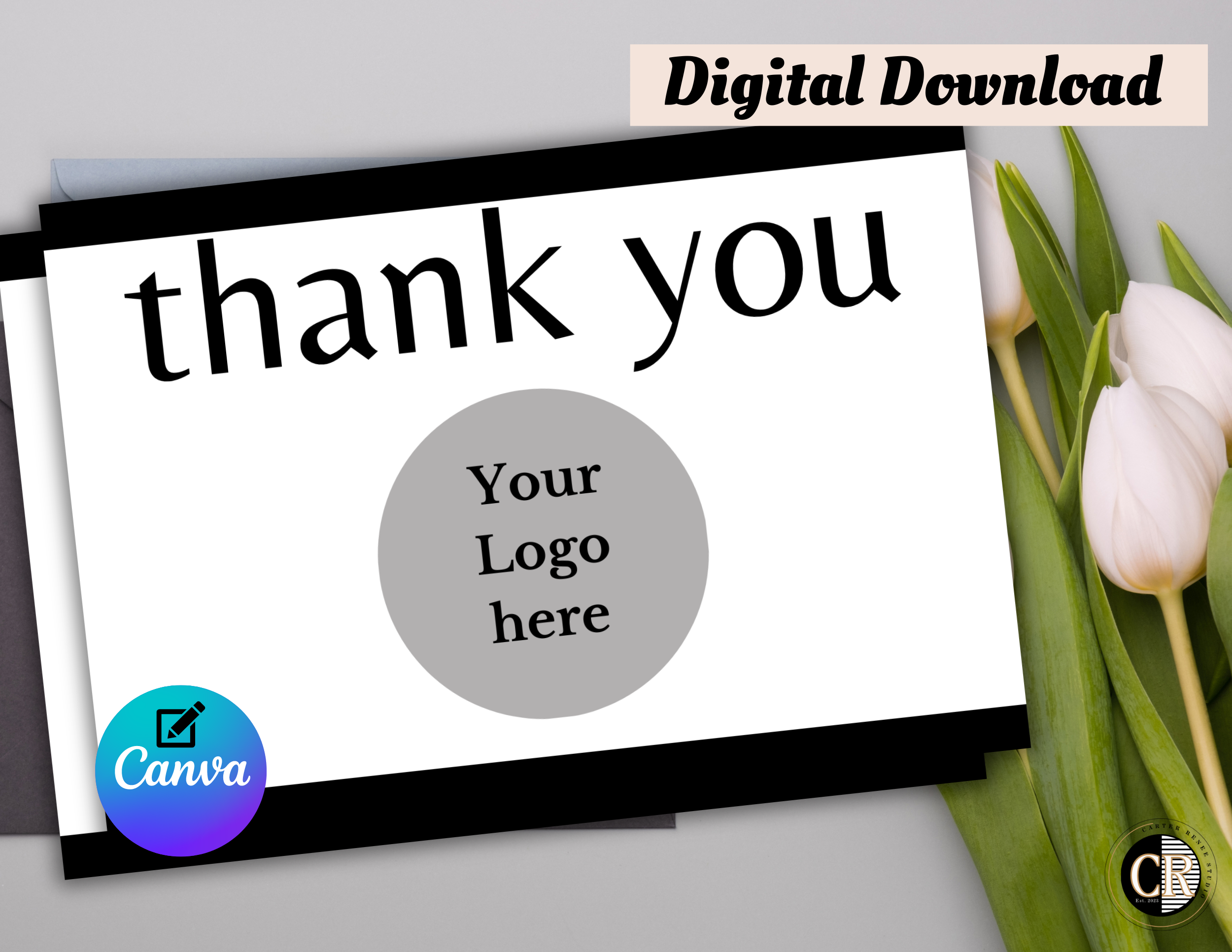 Thank You Card Template - Simple Black & White