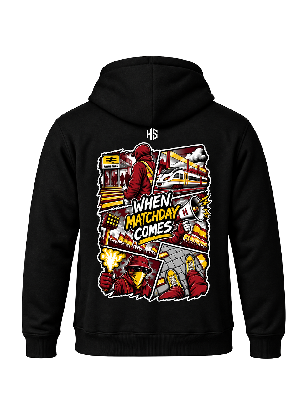 Küçük resim: Hooligans Hoodie - Match Day Comes (Sarı-Kırmızı)