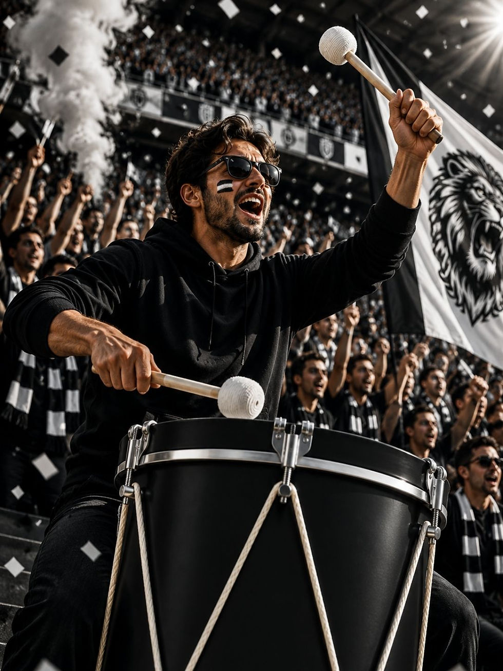 Küçük resim: Holar Hooligans Tribün Davulu - Siyah Beyaz