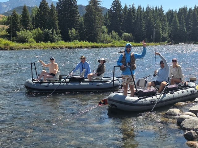Dave Scadden Dragonfly XTC3 inflatable fishing boats on the river having fun