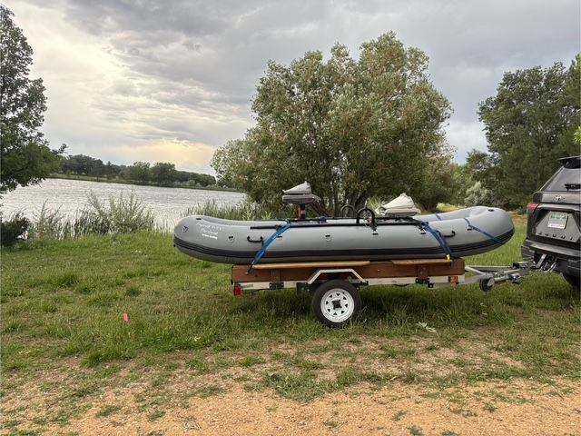 Dave Scadden Dragonfly XTC2 inflatable fishing boat loaded on the trailer for the next adventure!