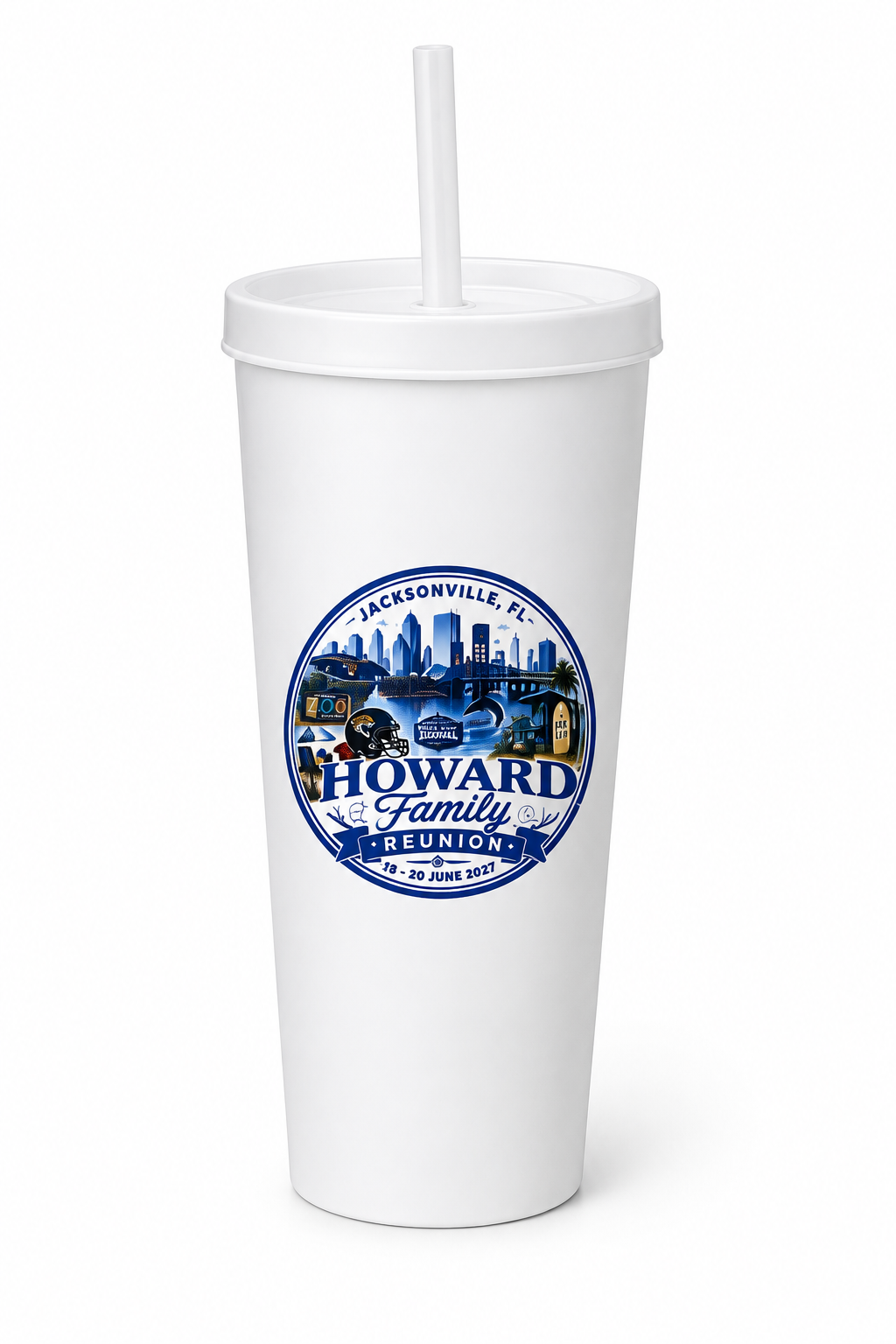 (White) Howard Reunion Tumbler with Straw | Reusable Travel Cup