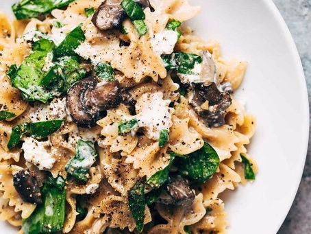 Mushroom, Spinach and Almond Pasta