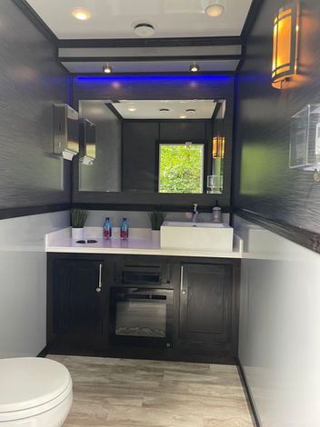 3-Station Luxury Restroom Trailer Interior