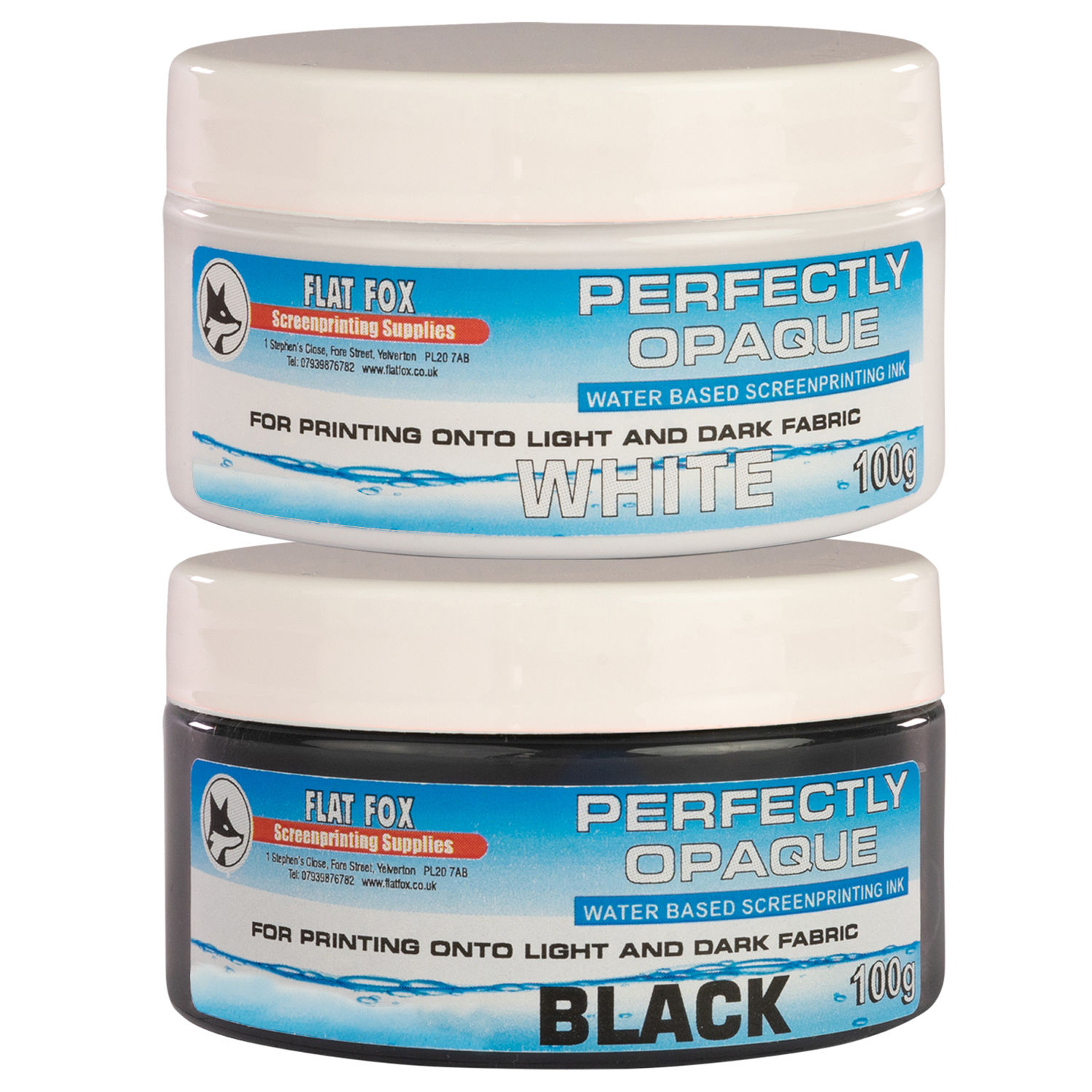 black and white opaque fabric ink set for screen printing