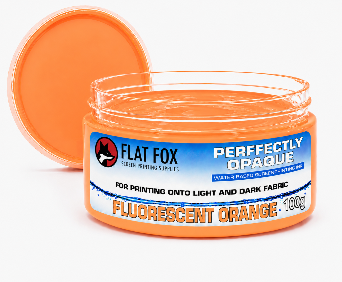 FLUORESCENT NEON ORANGE Perfectly Opaque Screen Printing Fabric Ink