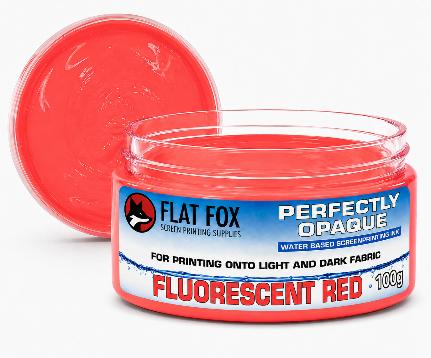FLUORESCENT NEON RED Perfectly Opaque Screen Printing Fabric Ink