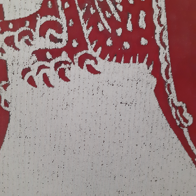 white ink dried in mesh