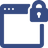 Icon of a web browser window with a padlock, representing security or restricted access