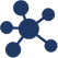 Icon of a central node connected to multiple smaller nodes, representing a network or data connections.