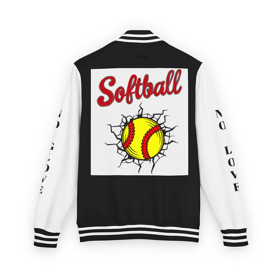 Thumbnail: Softball Letterman Jacket – Red/White Team Varsity Bomber with ‘Softball’ Design