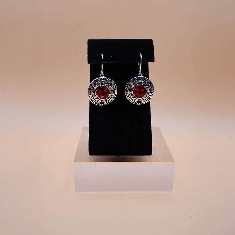 Miniatura: Red Crystal Silver Earrings